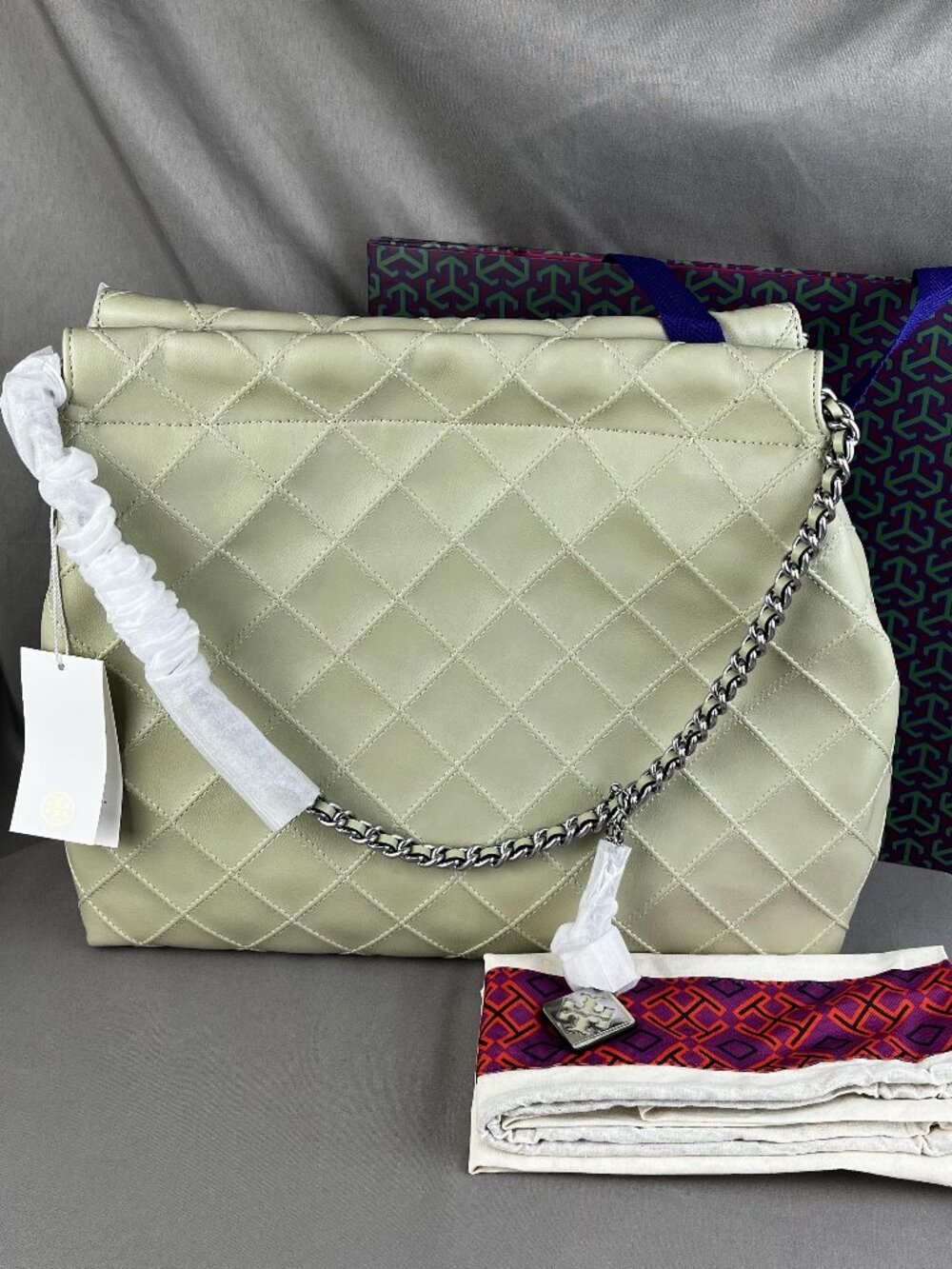 TORY BURCH Fleming Aqua Green Women's Leather Bag